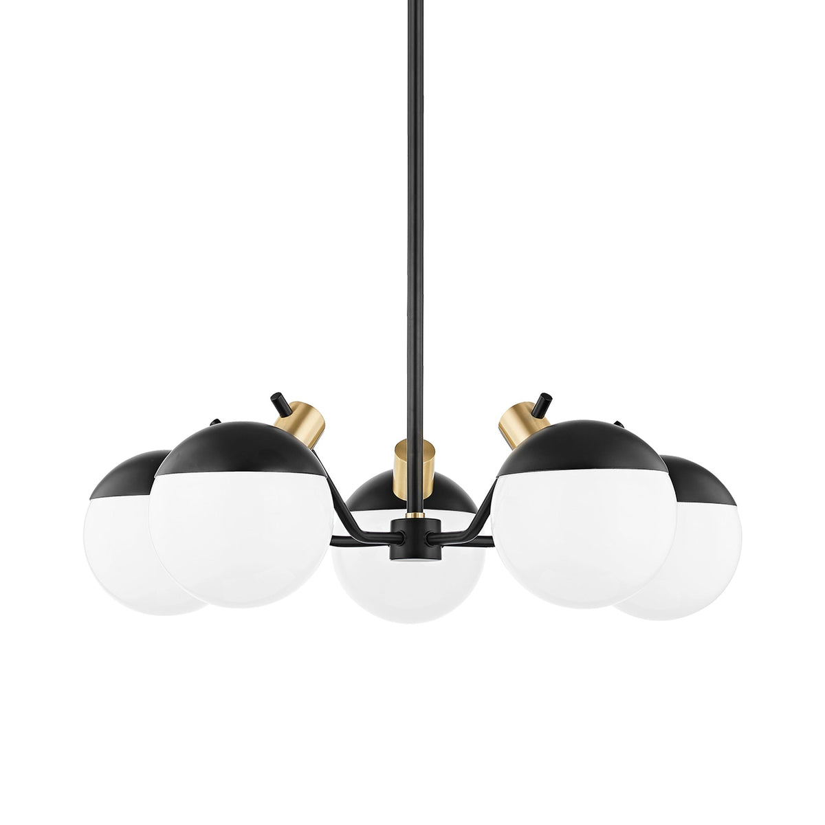 Miranda LED Chandelier in Aged Brass/Soft Black.