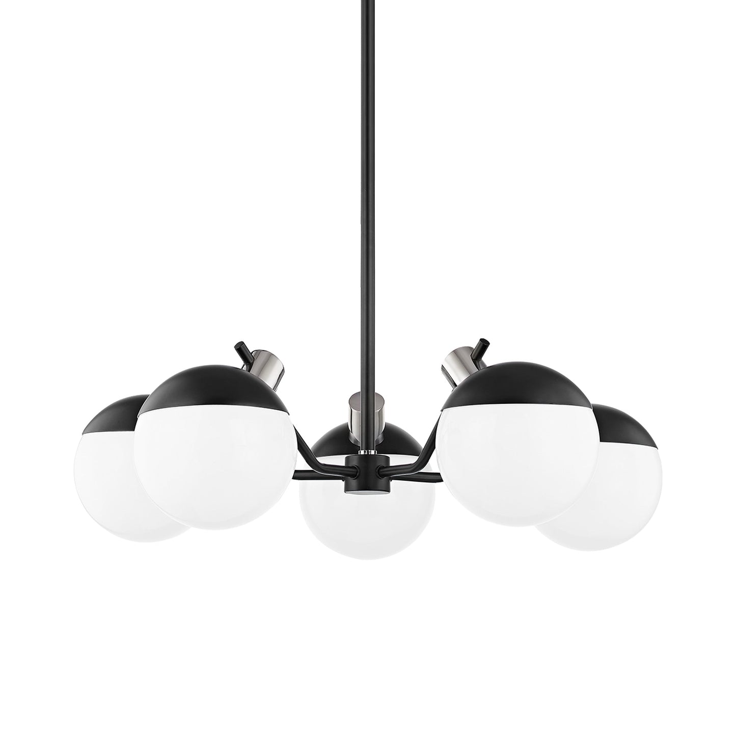 Miranda LED Chandelier in Polished Nickel/Soft Black.