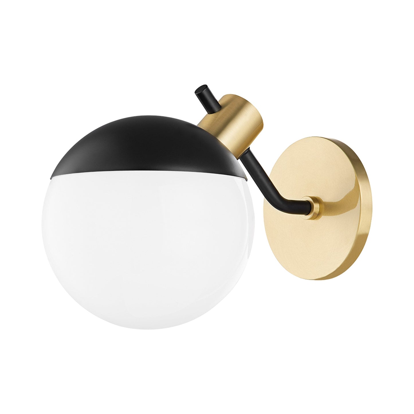 Miranda LED Wall Light in Aged Brass/Soft Black.