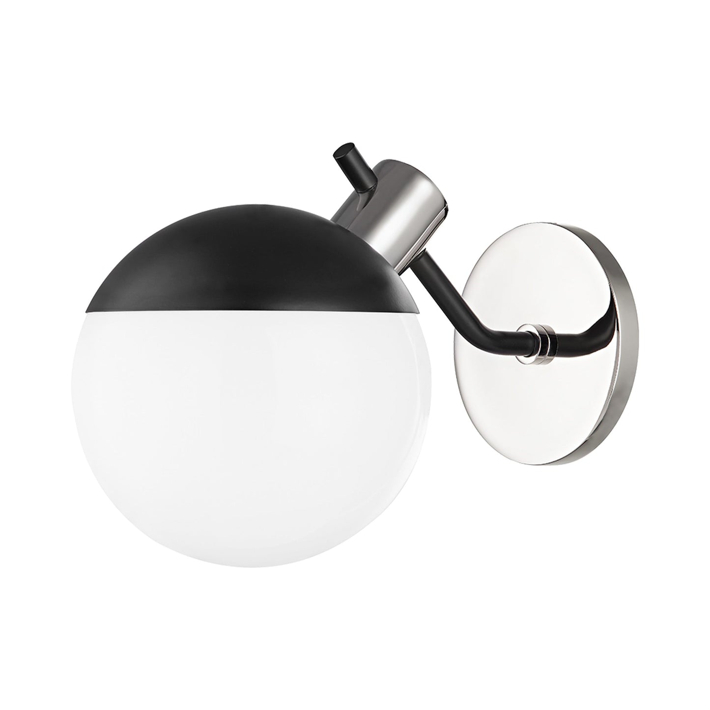 Miranda LED Wall Light in Polished Nickel/Soft Black.