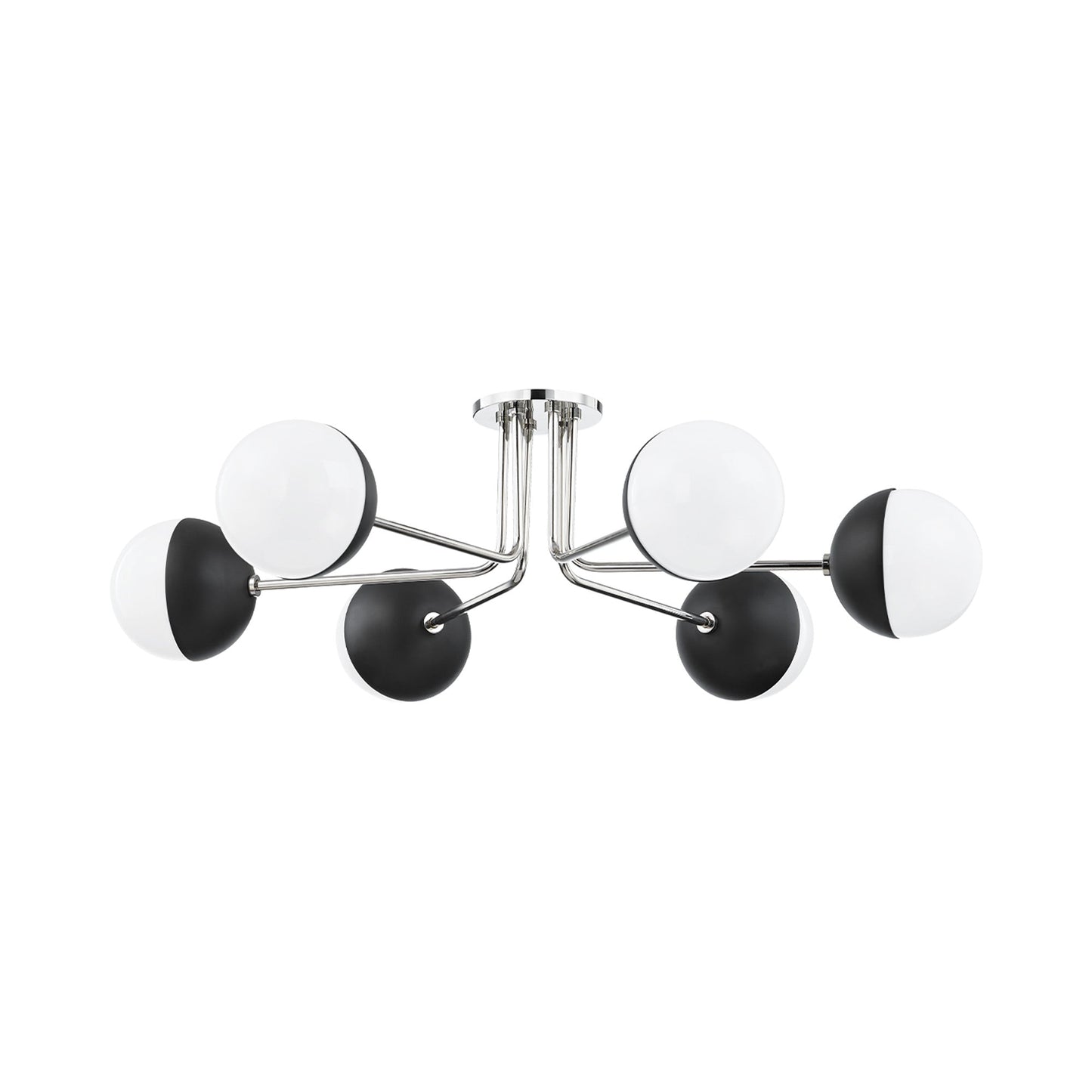 Renee Semi Flush Ceiling Light in Polished Nickel/Black.