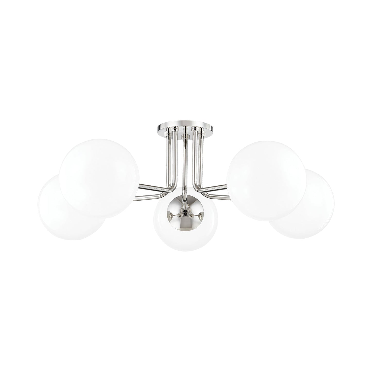 Stella Semi Flush Mount Ceiling Light in Polished Nickel.