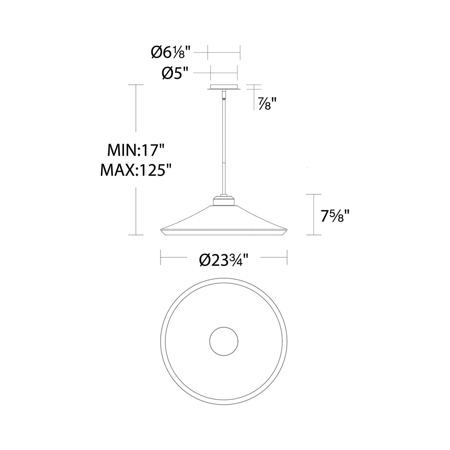 Alfa LED Pendant Light - line drawing.