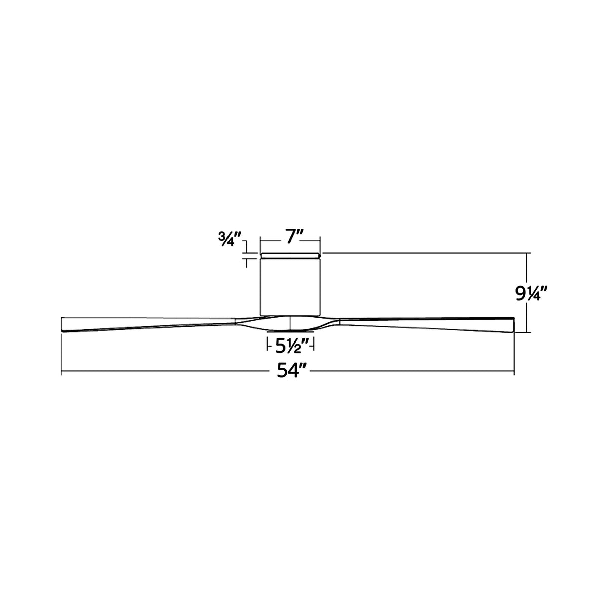 Aviator Flush Mount Ceiling Fan - line drawing.
