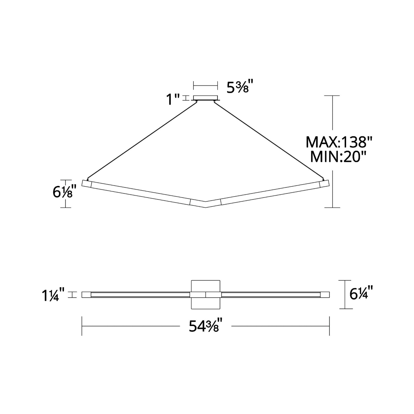 Bough LED Chandelier - line drawing.