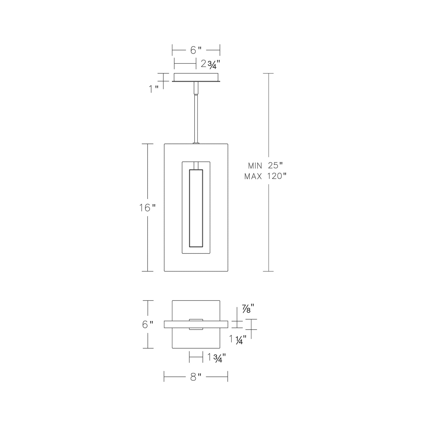 Cambria LED Mini Pendant Light in - line drawing.