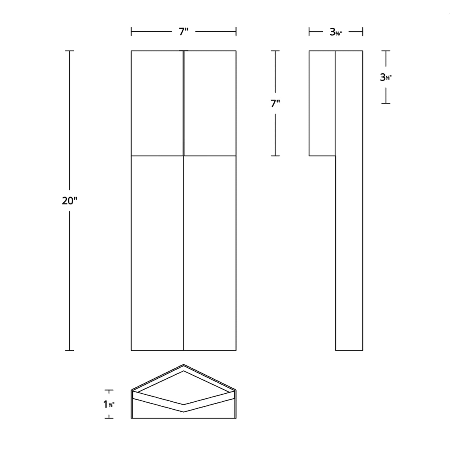 Dusk Outdoor LED Wall Light - line drawing.