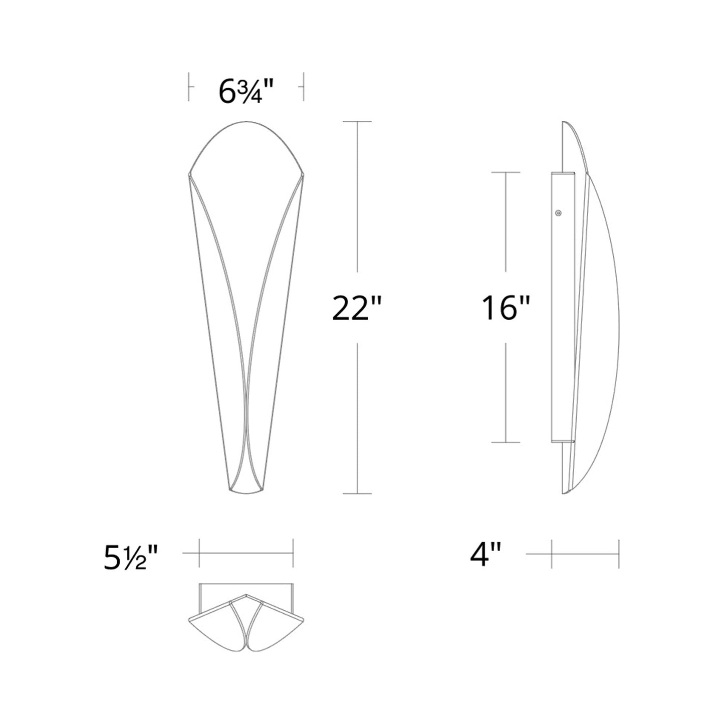 Fleur LED Wall Light - line drawing.