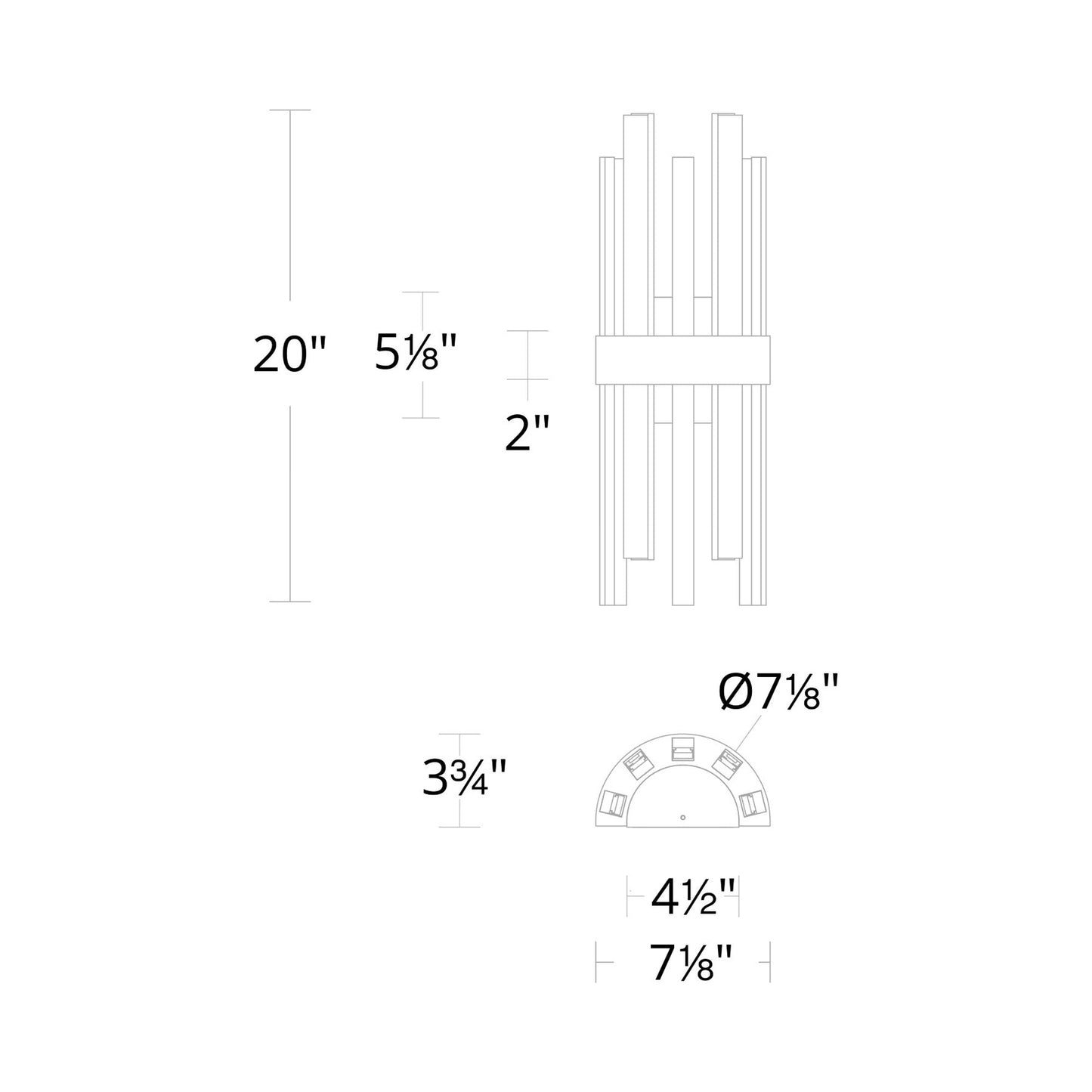 Harmonix LED Wall Light - line drawing.