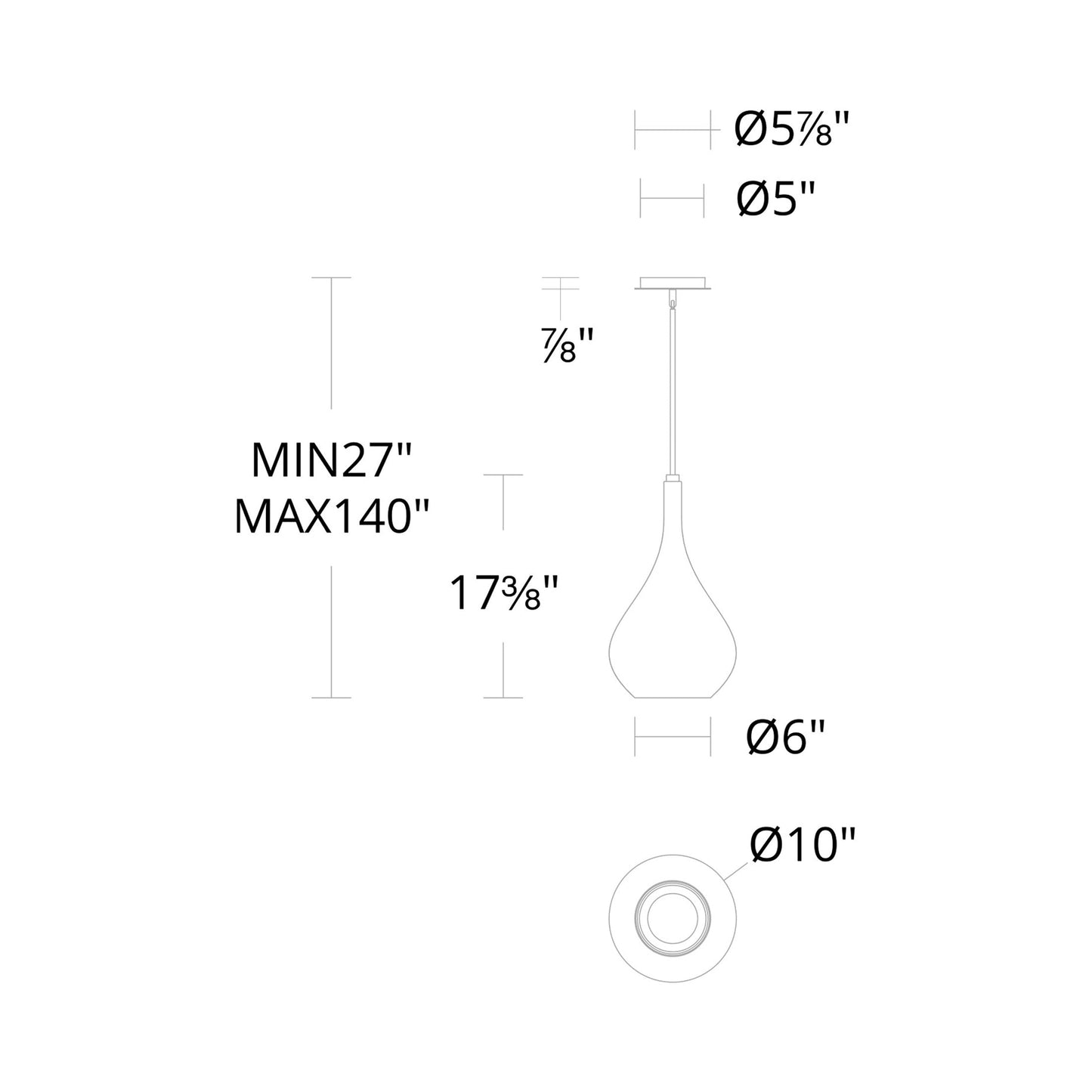 Helios LED Mini Pendant Light - line drawing.