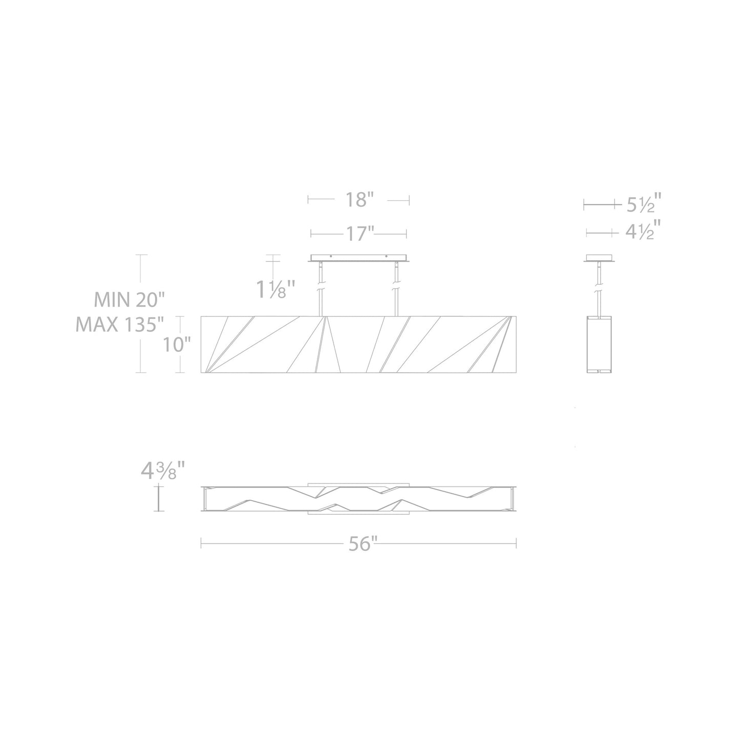 Intrasection LED Linear Pendant Light - line drawing.