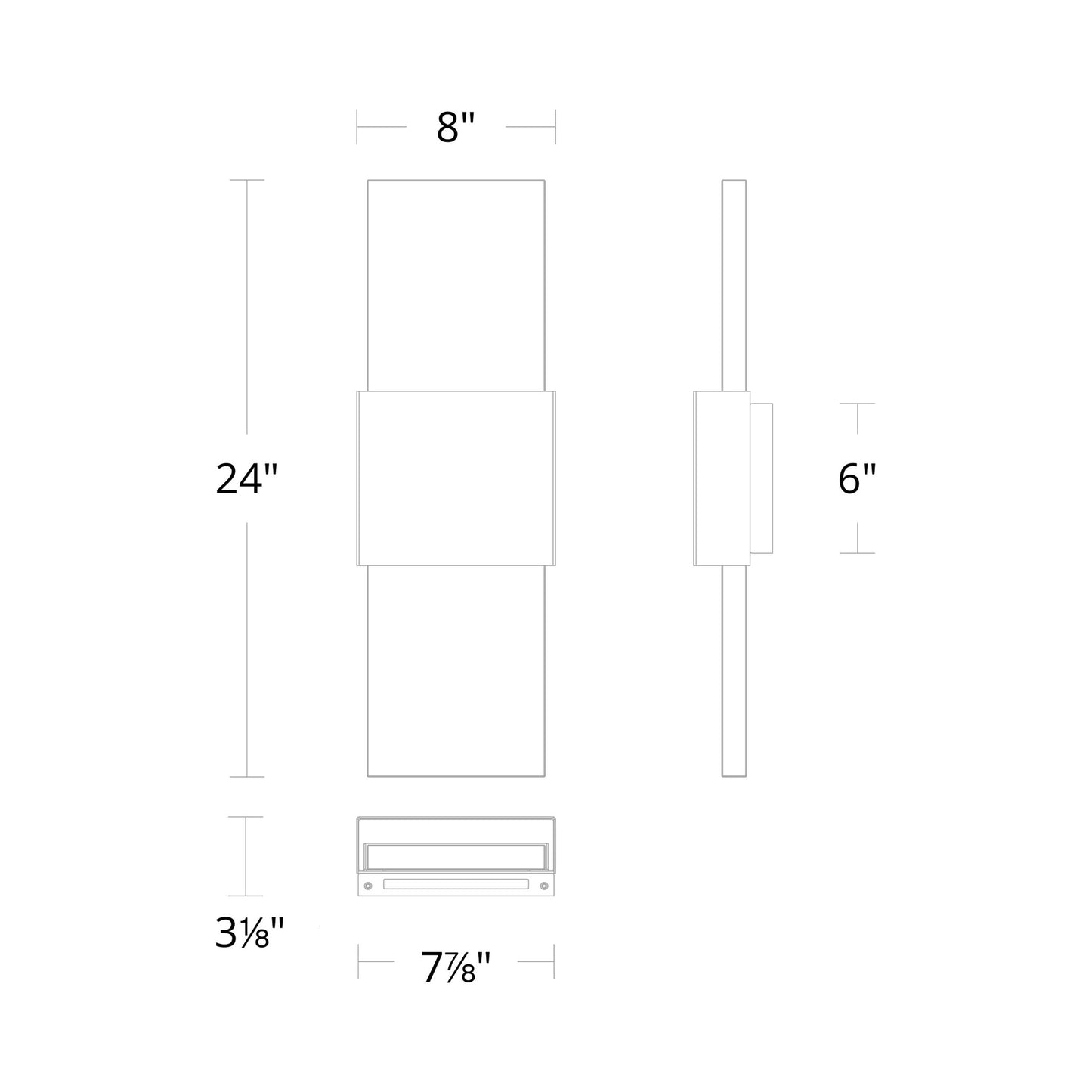 Mercer LED Wall Light - line drawing.
