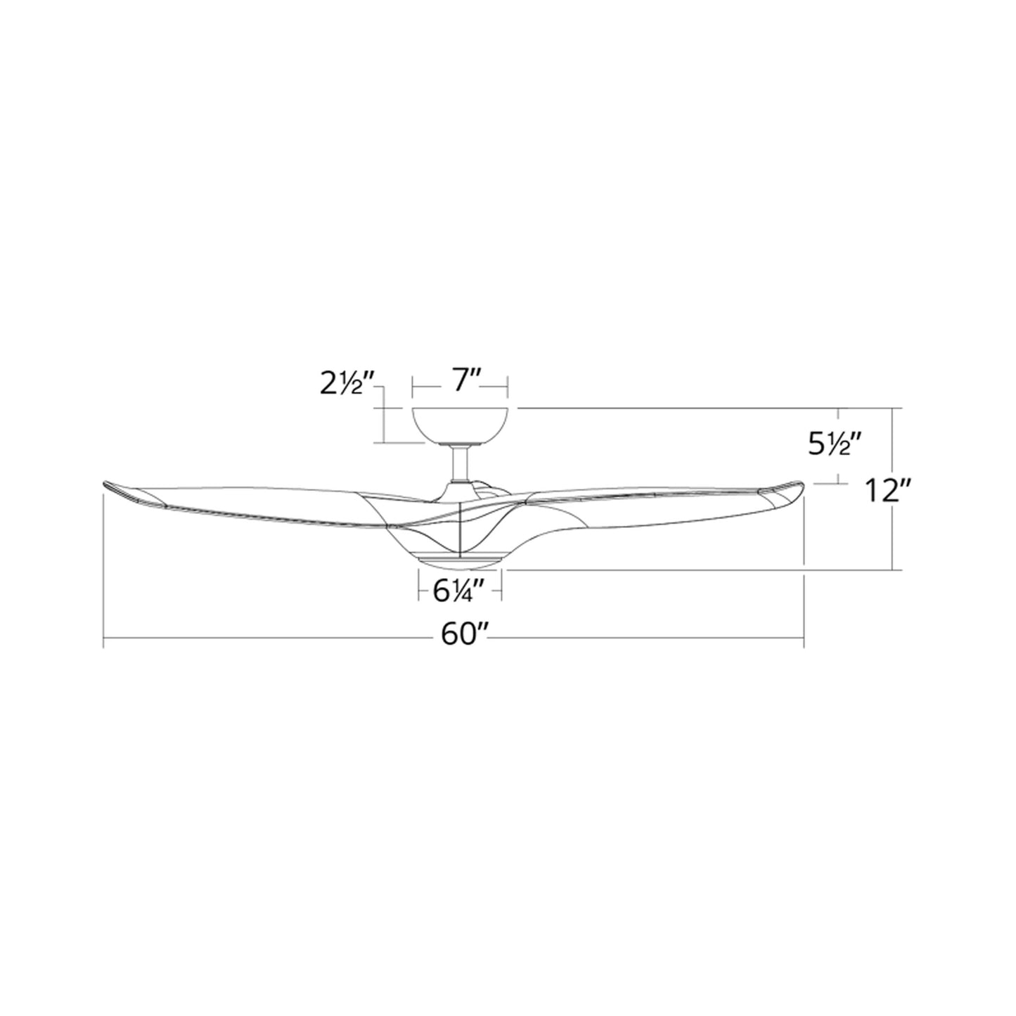 Morpheus III Smart LED Ceiling Fan - line drawing.