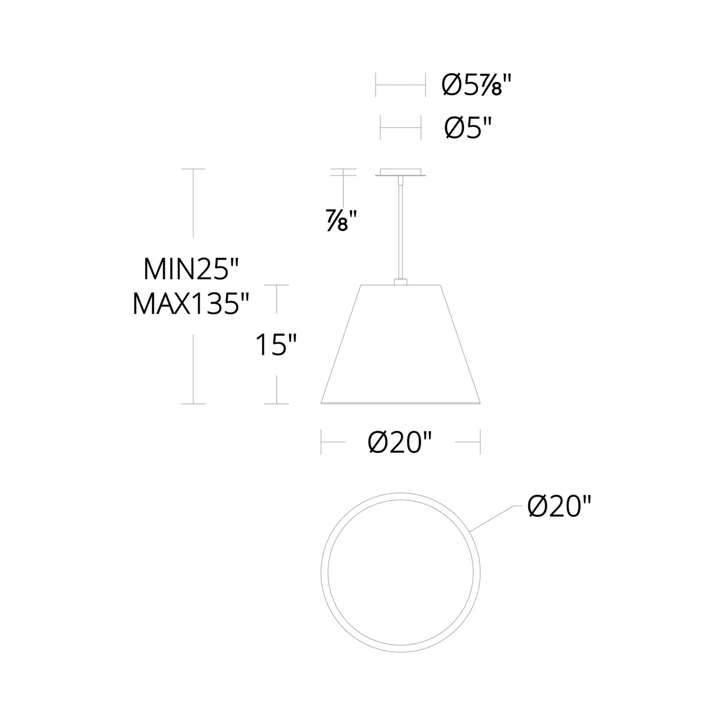Myla Outdoor LED Pendant Light - line drawing.