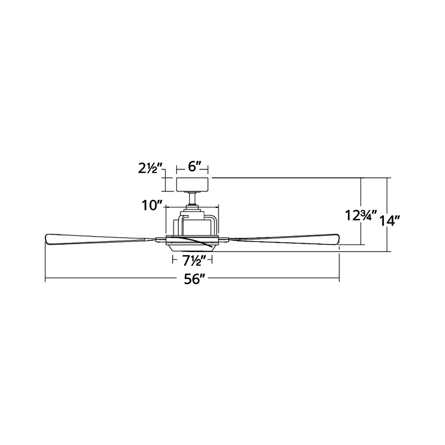 Osprey Downrod LED Ceiling Fan - line drawing.