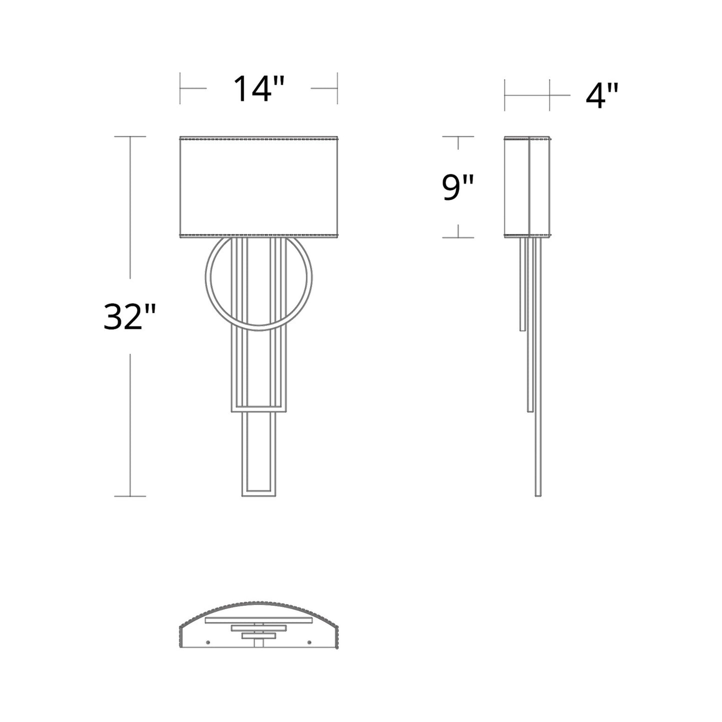 Sartre LED Wall Light - line drawing.