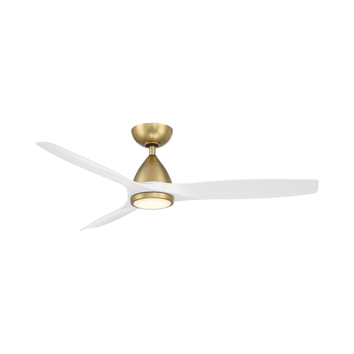 Skylark Outdoor LED Ceiling Fan in Soft Brass/Matte White (54-Inch).
