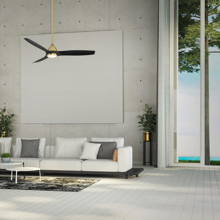 Skylark Outdoor LED Ceiling Fan in living room.