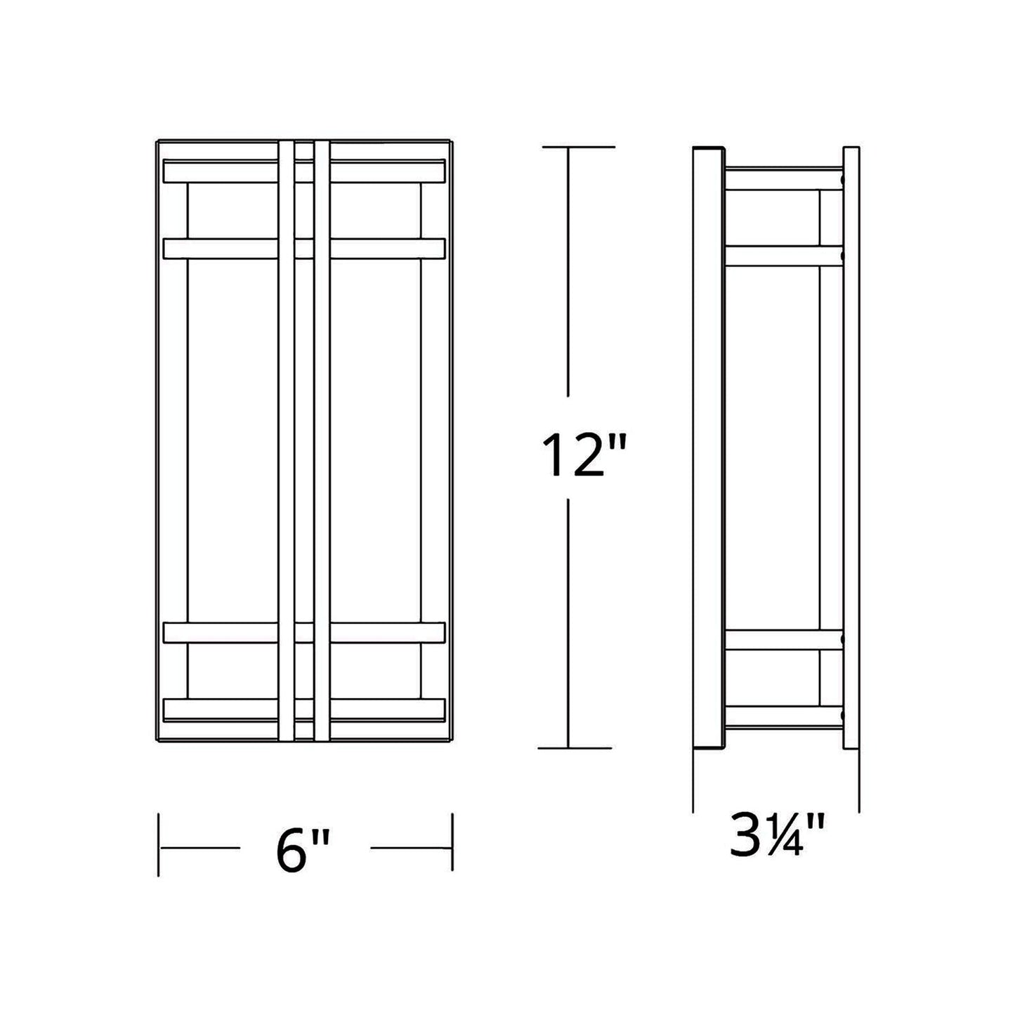 Skyscraper Outdoor LED Wall Light - line drawing.
