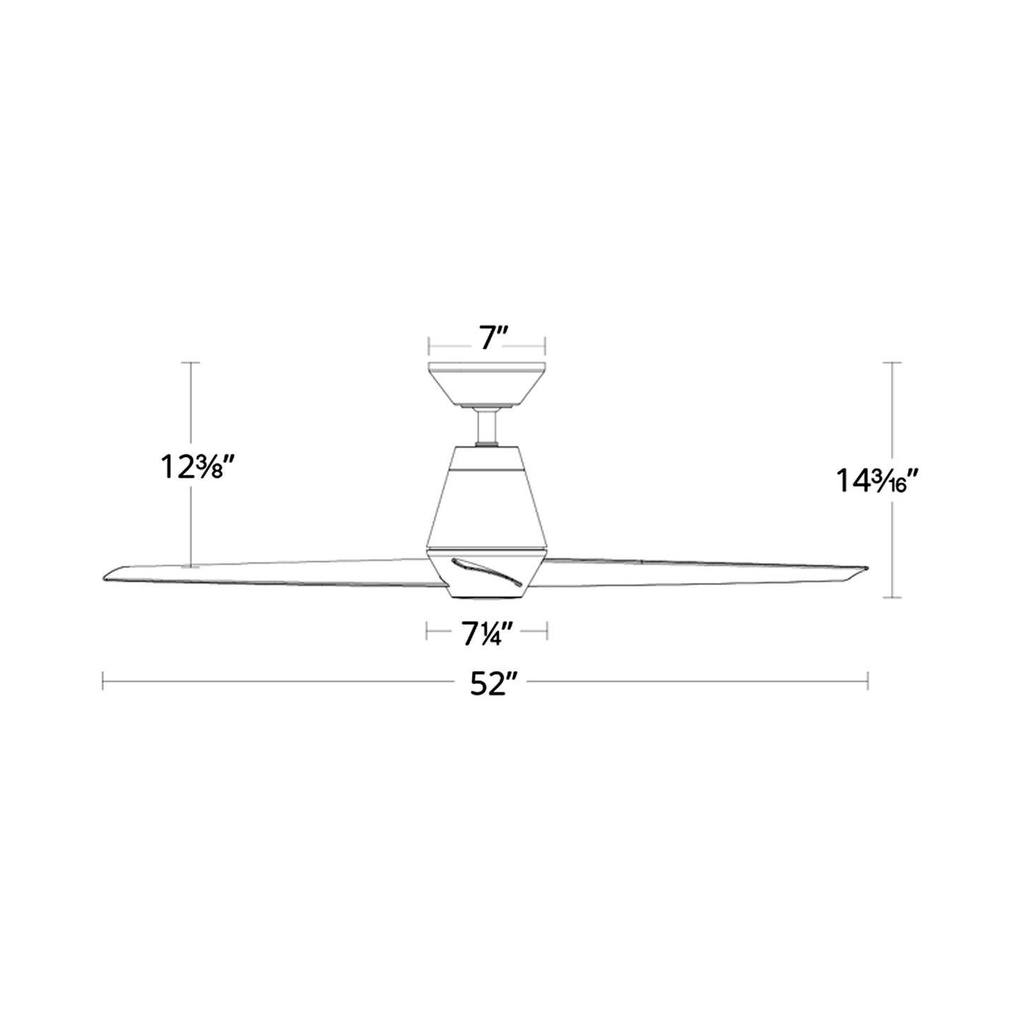Slim LED Ceiling Fan - line drawing.