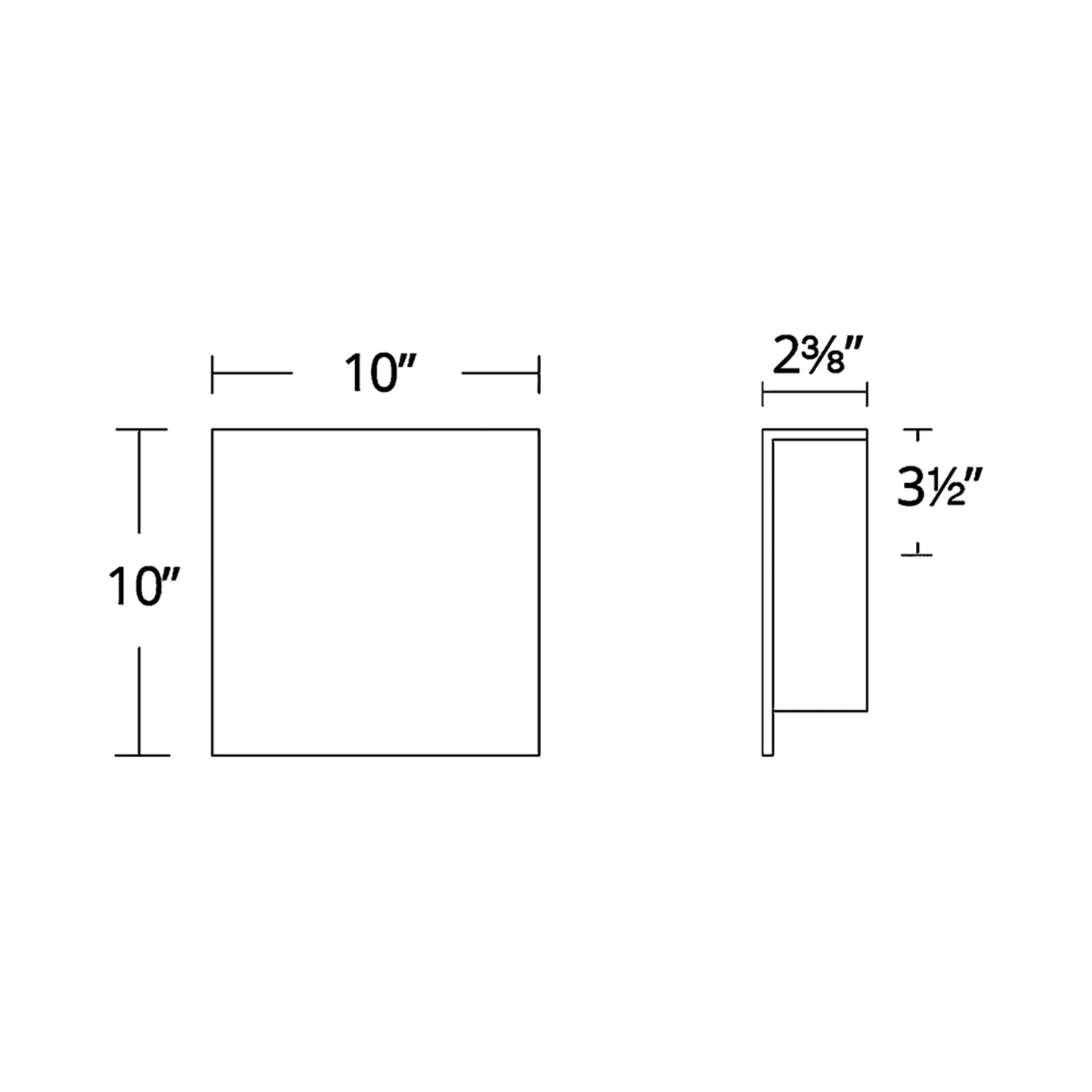 Square Outdoor LED Wall Light - line drawing.