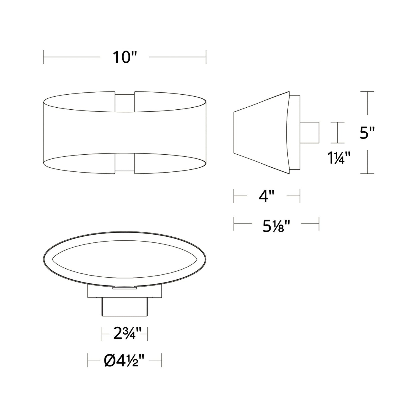 Swerve LED Wall Light - line drawing.