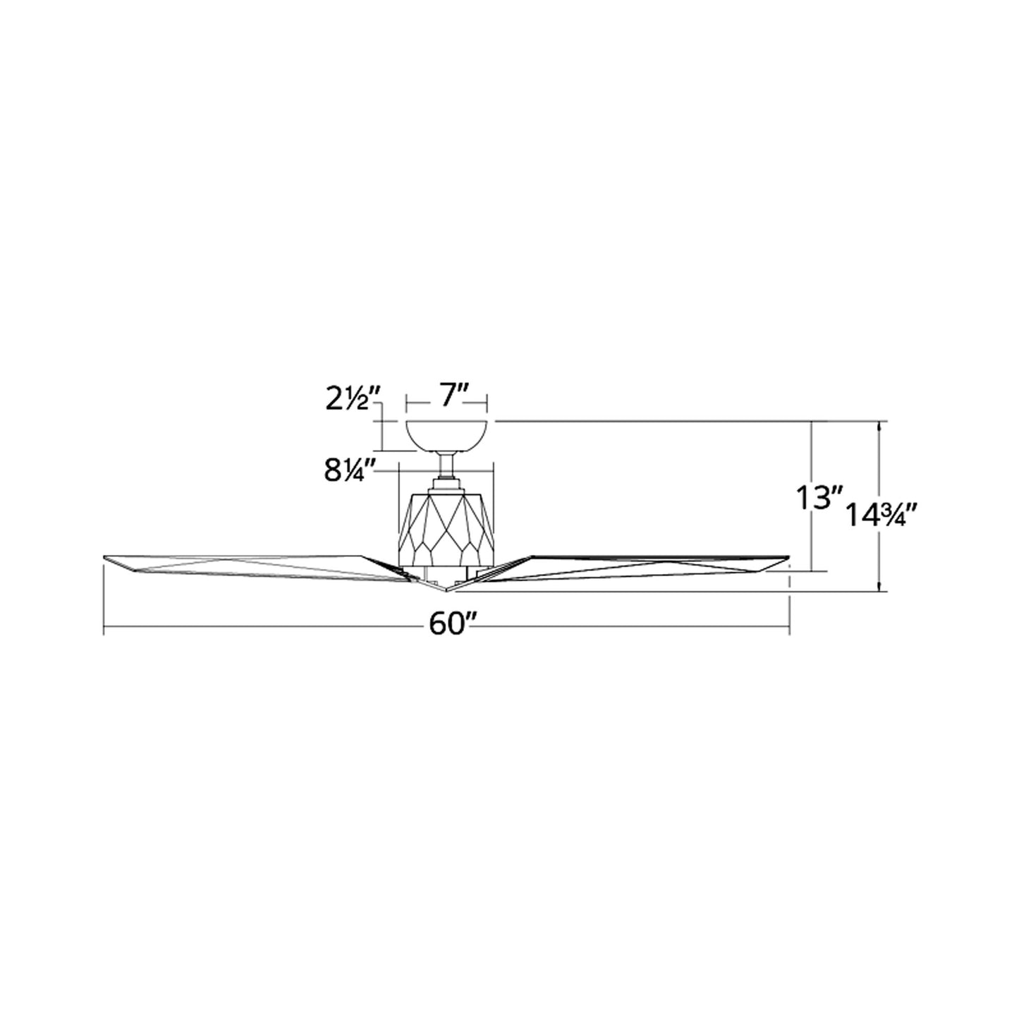 Vortex Smart Ceiling Fan - line drawing.