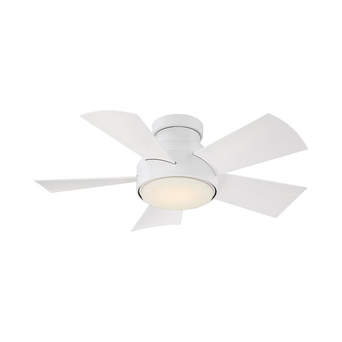 Vox LED Flush Mount Ceiling Fan in 38-Inch/Matte White.