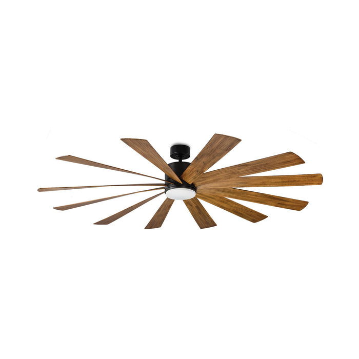Windflower Smart LED Ceiling Fan in 80-Inch/Matte Black/Distressed Koa.