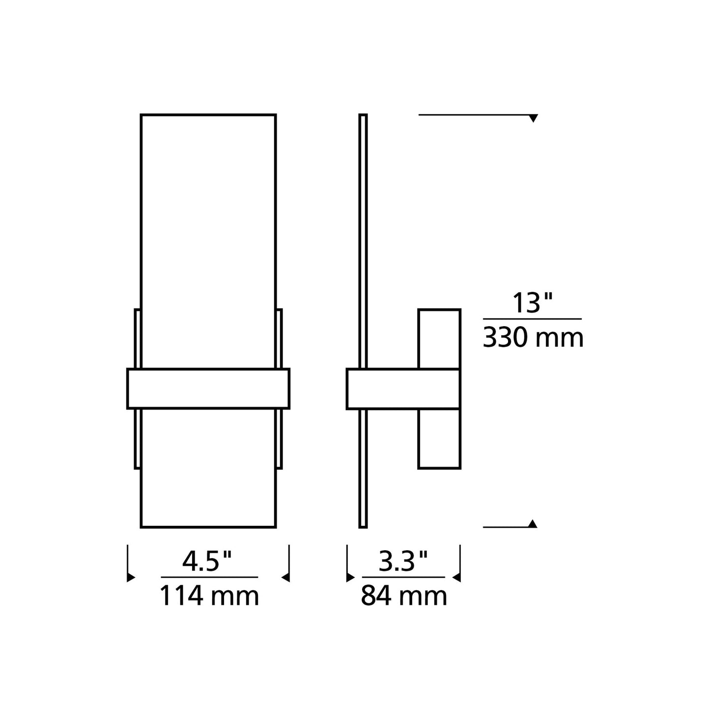 Mura LED Wall Light - line drawing.