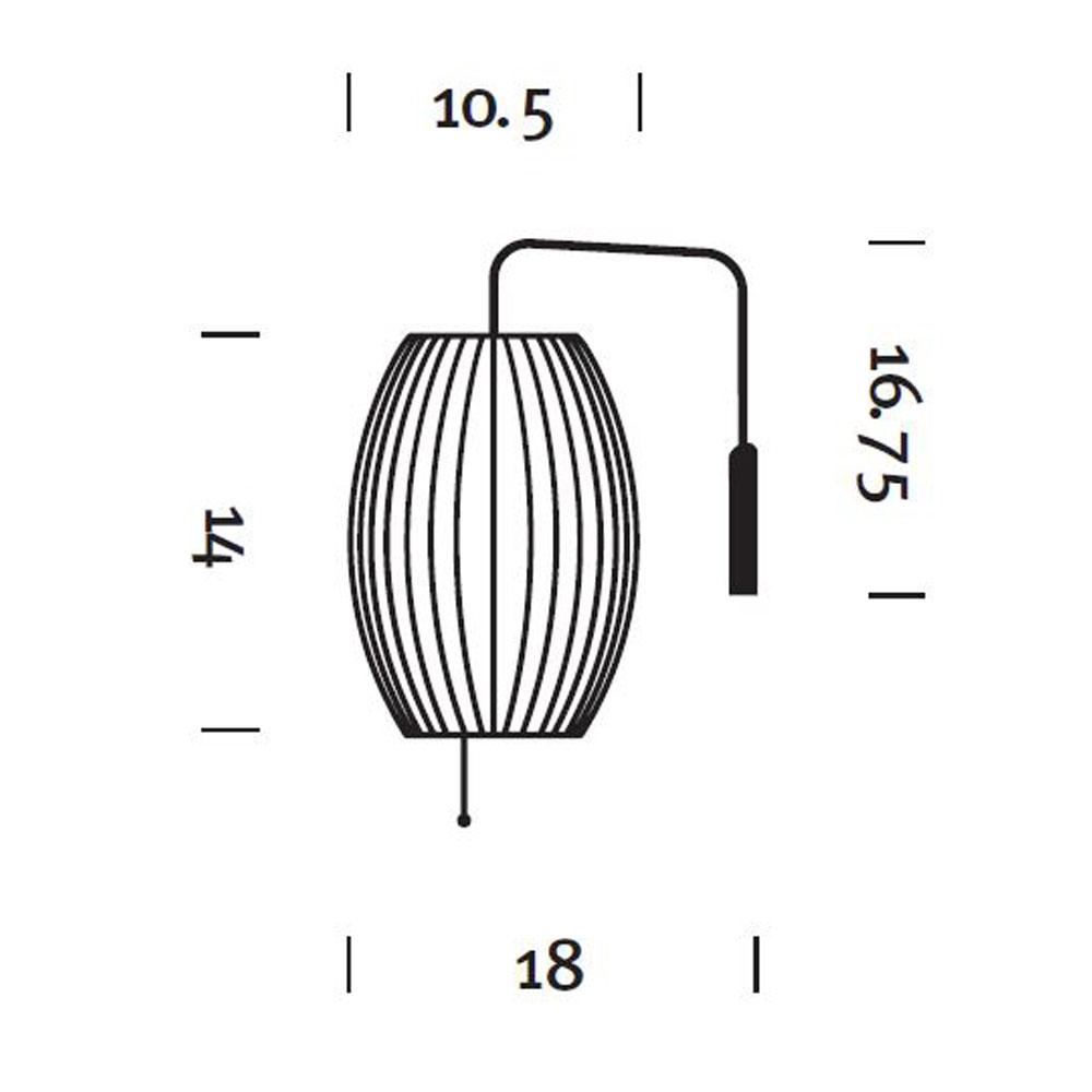 Nelson® Cigar Wall Light in Line Drawing.