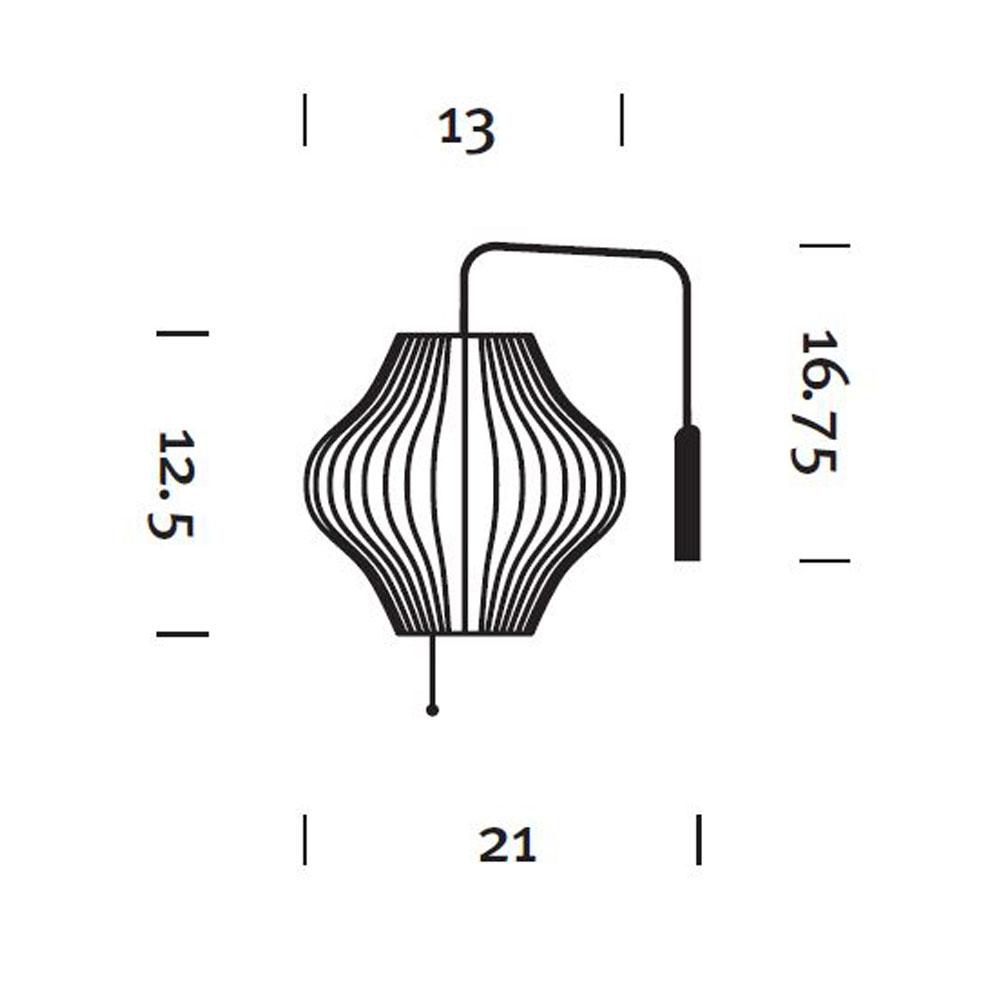 Nelson® Pear Wall Light in Line Drawing.