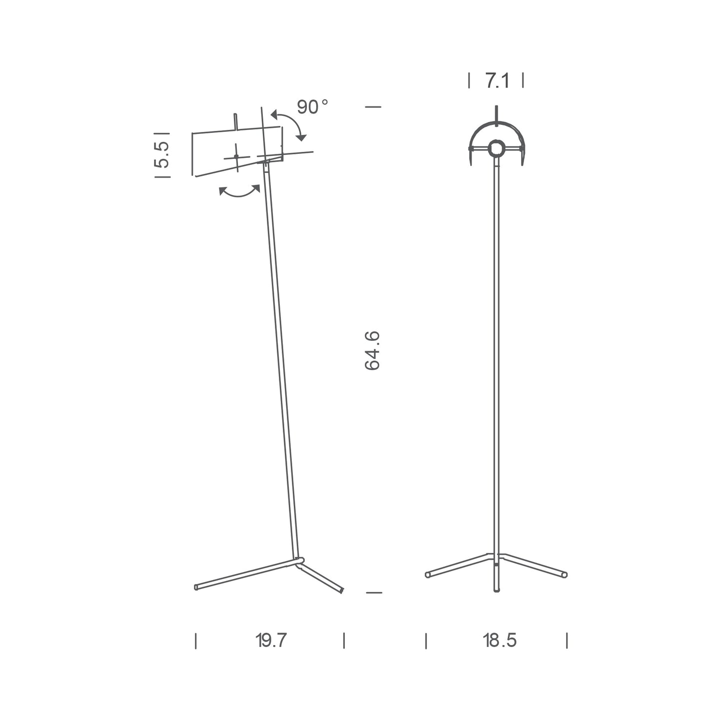 Claritas Floor Lamp - line drawing.