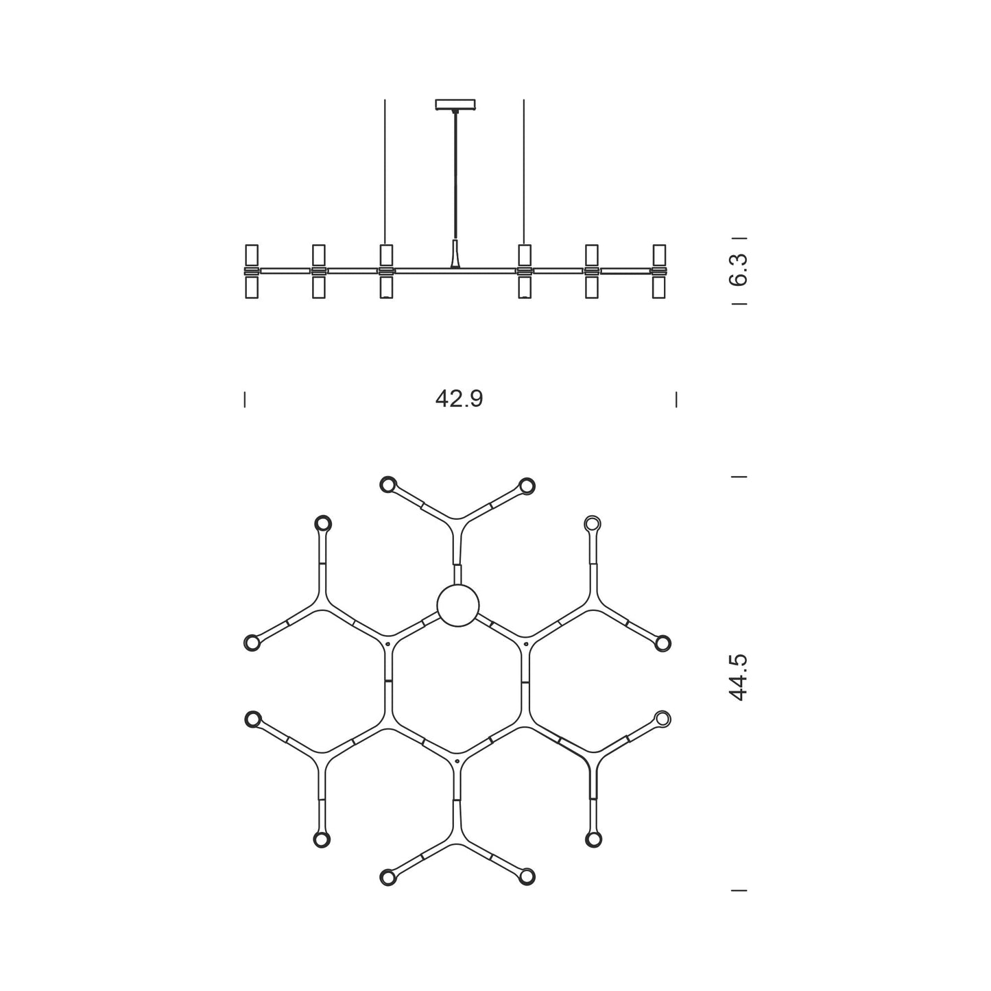 Crown Plana Minor Pendant Light - line drawing.
