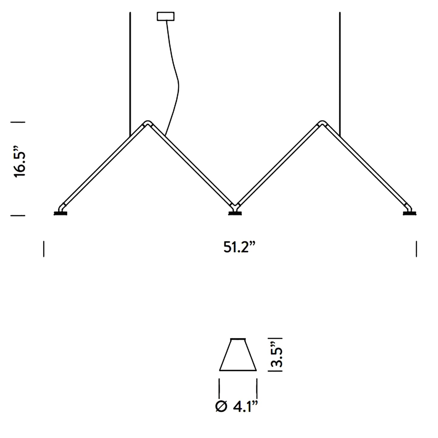 Dabliu LED Pendant Light - line drawing.