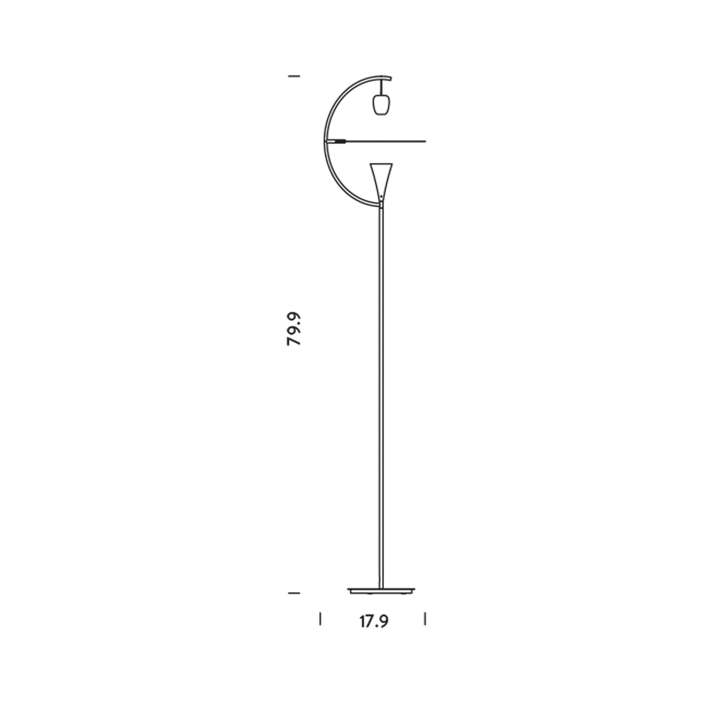 Newton LED Floor Lamp - line drawing.