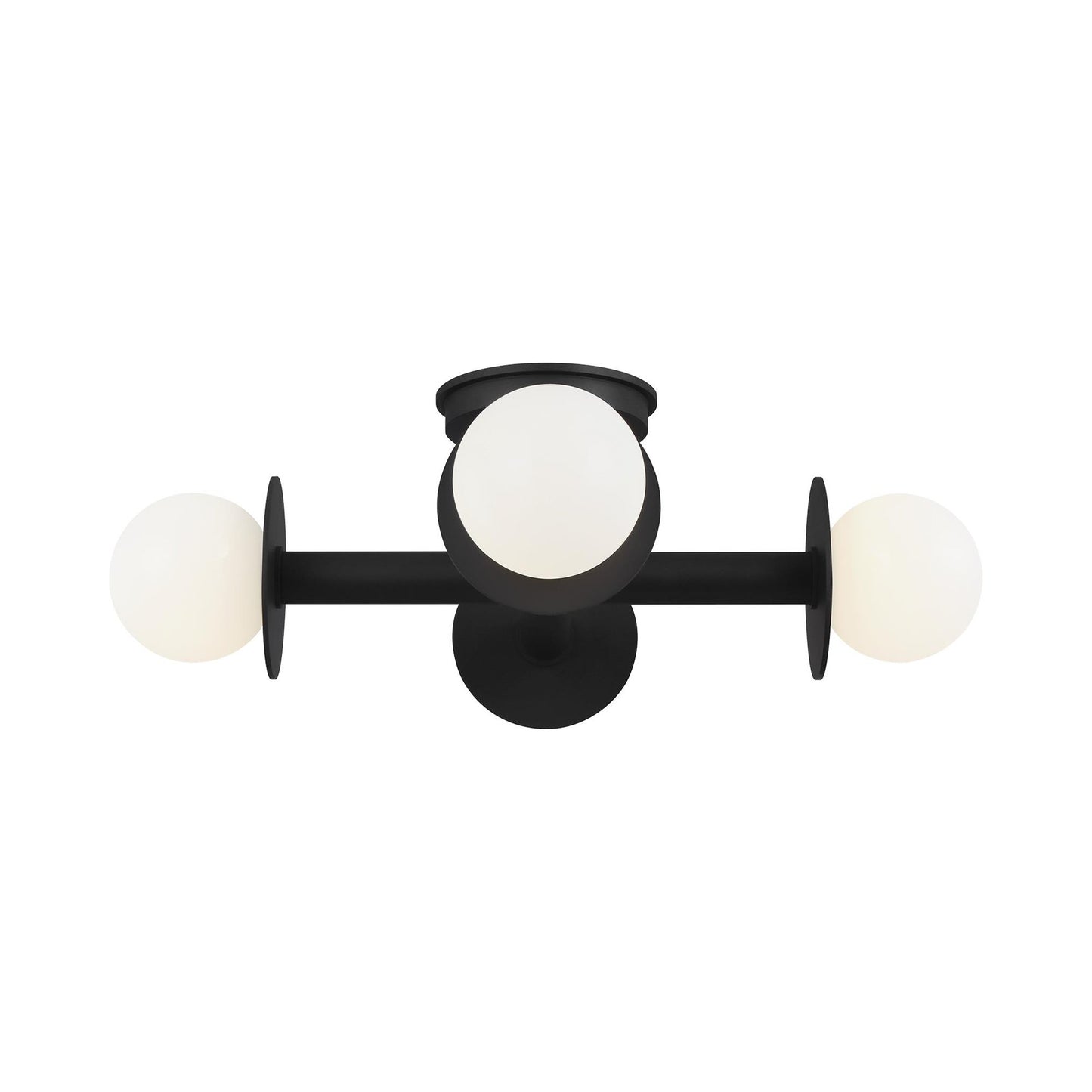 Nodes Semi Flush Mount Ceiling Light in Midnight Black.