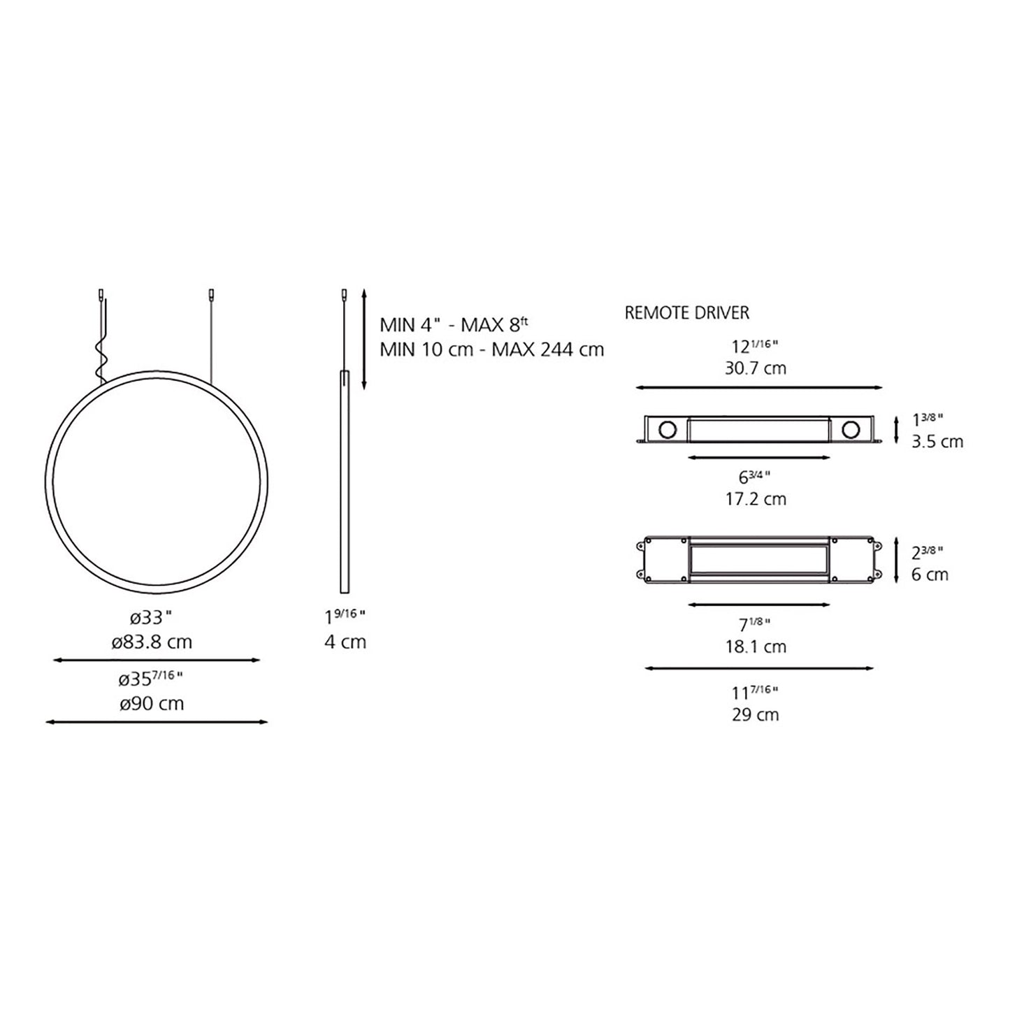 O Outdoor LED Suspension Light - line drawing.