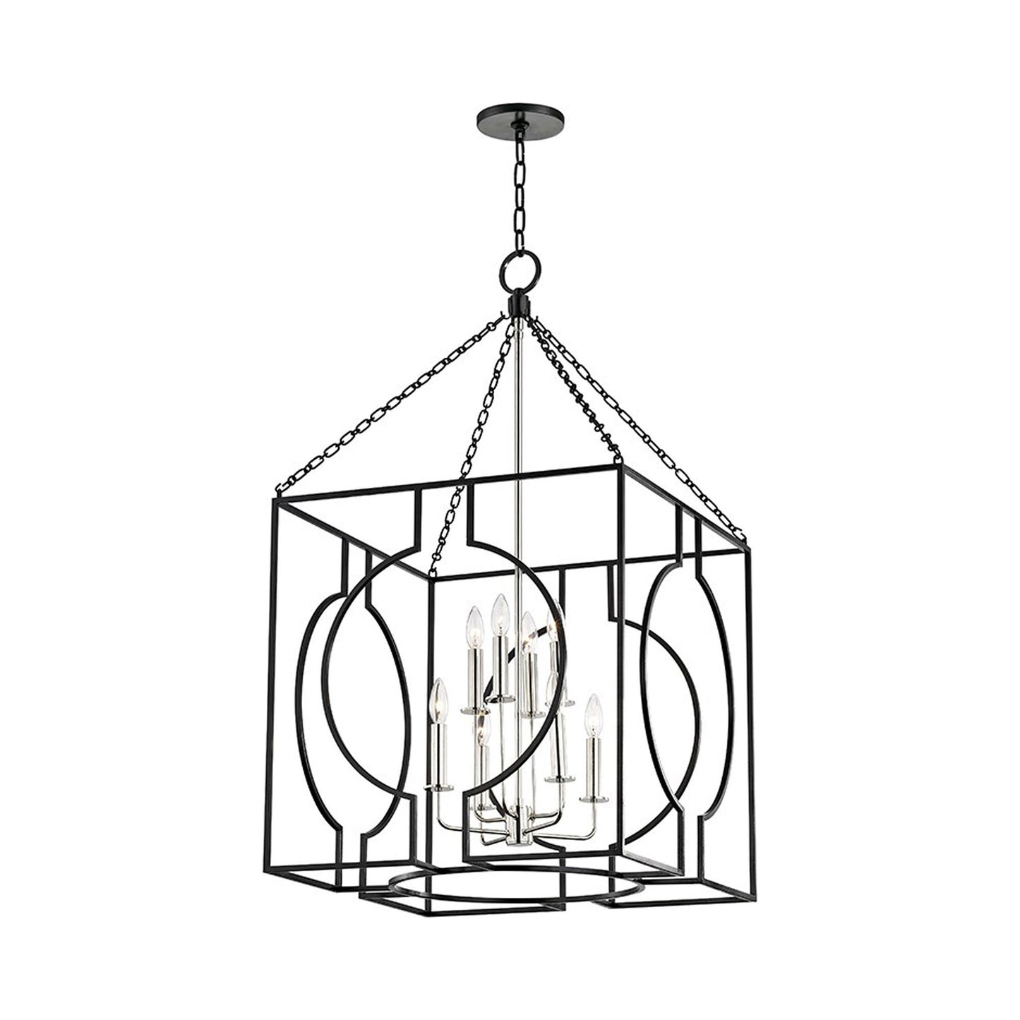 Octavio Pendant Light in Large/Aged Iron/Polished Nickel.