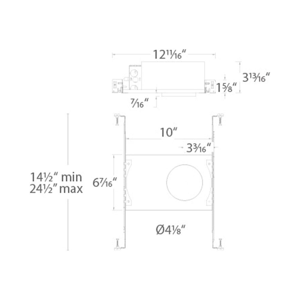 Ocularc 3.0 New Construction Recessed Housing - line drawing.