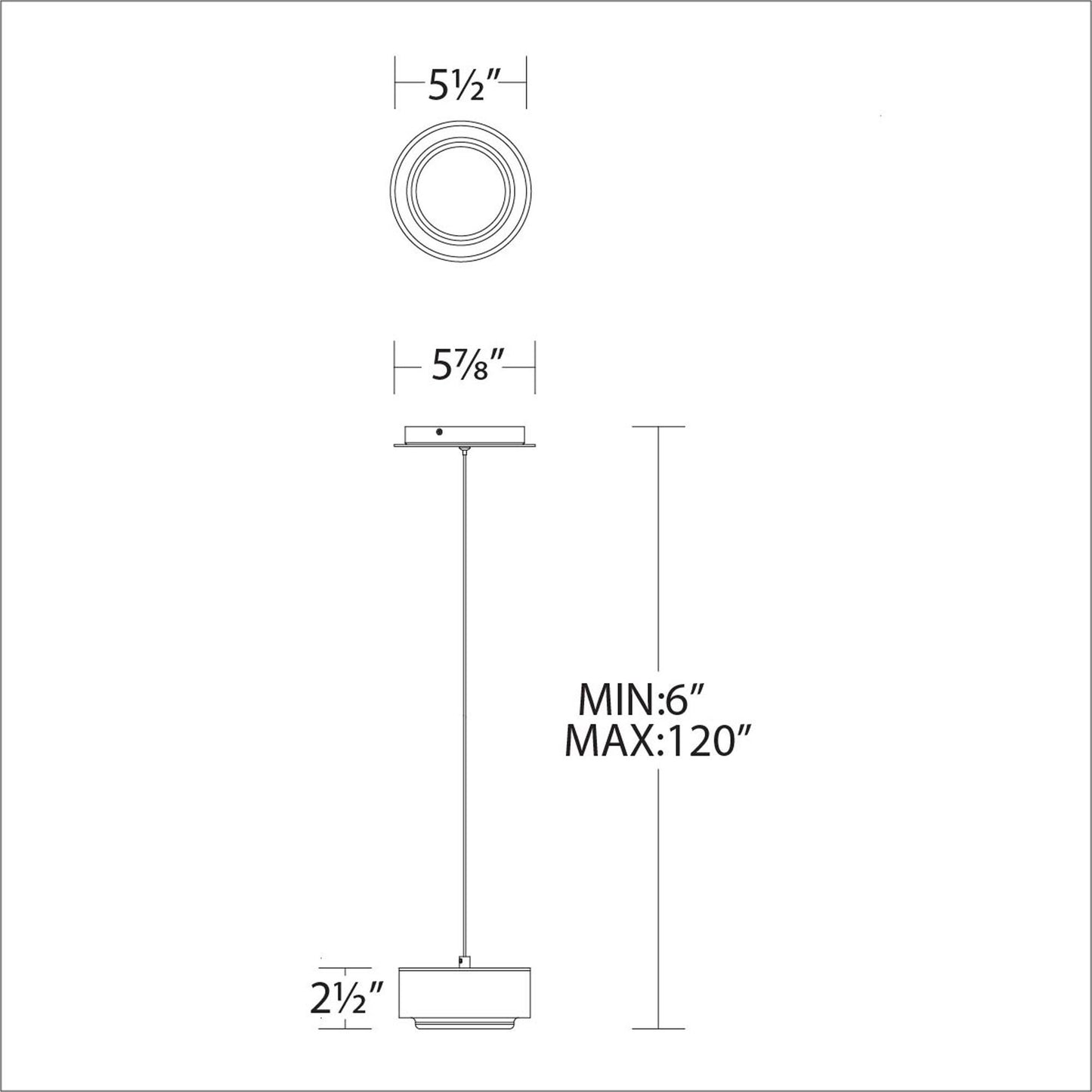 Ohm LED Pendant Light - line drawing.