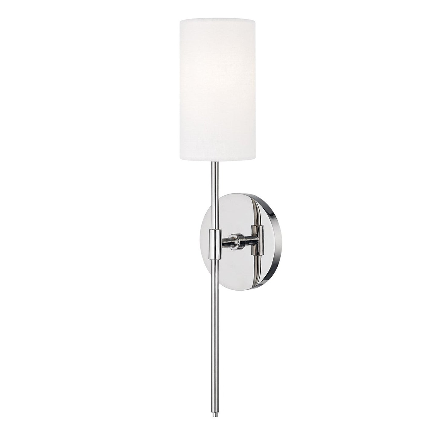 Olivia Wall Light in Polished Nickel/Linen.
