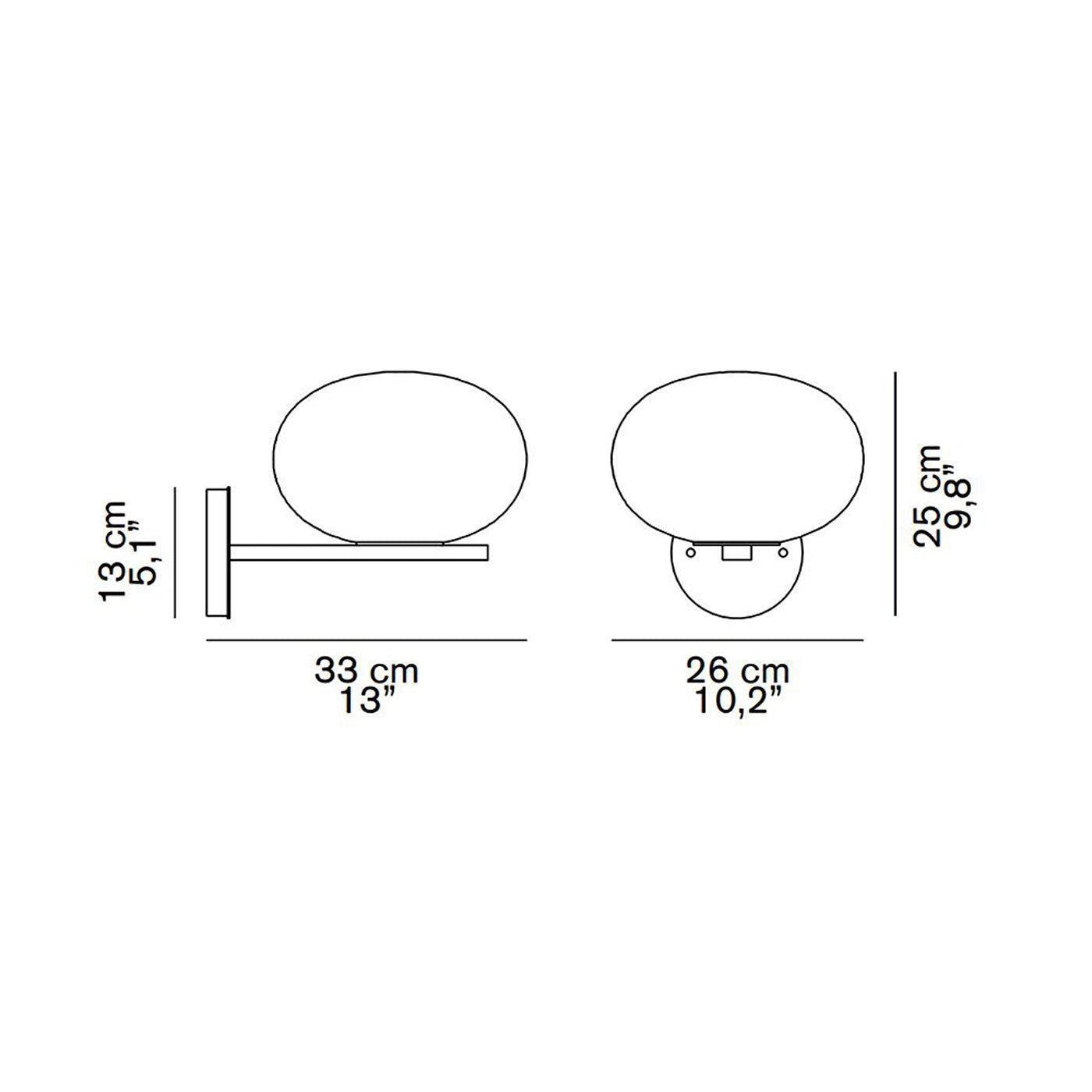 Alba Wall Light - line drawing.