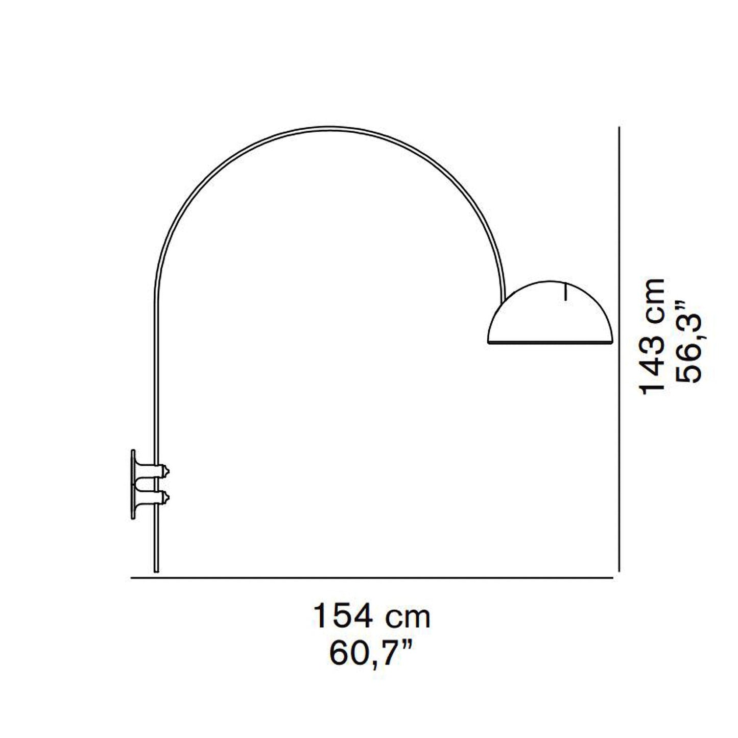 Coupe Arched Wall Light - line drawing.