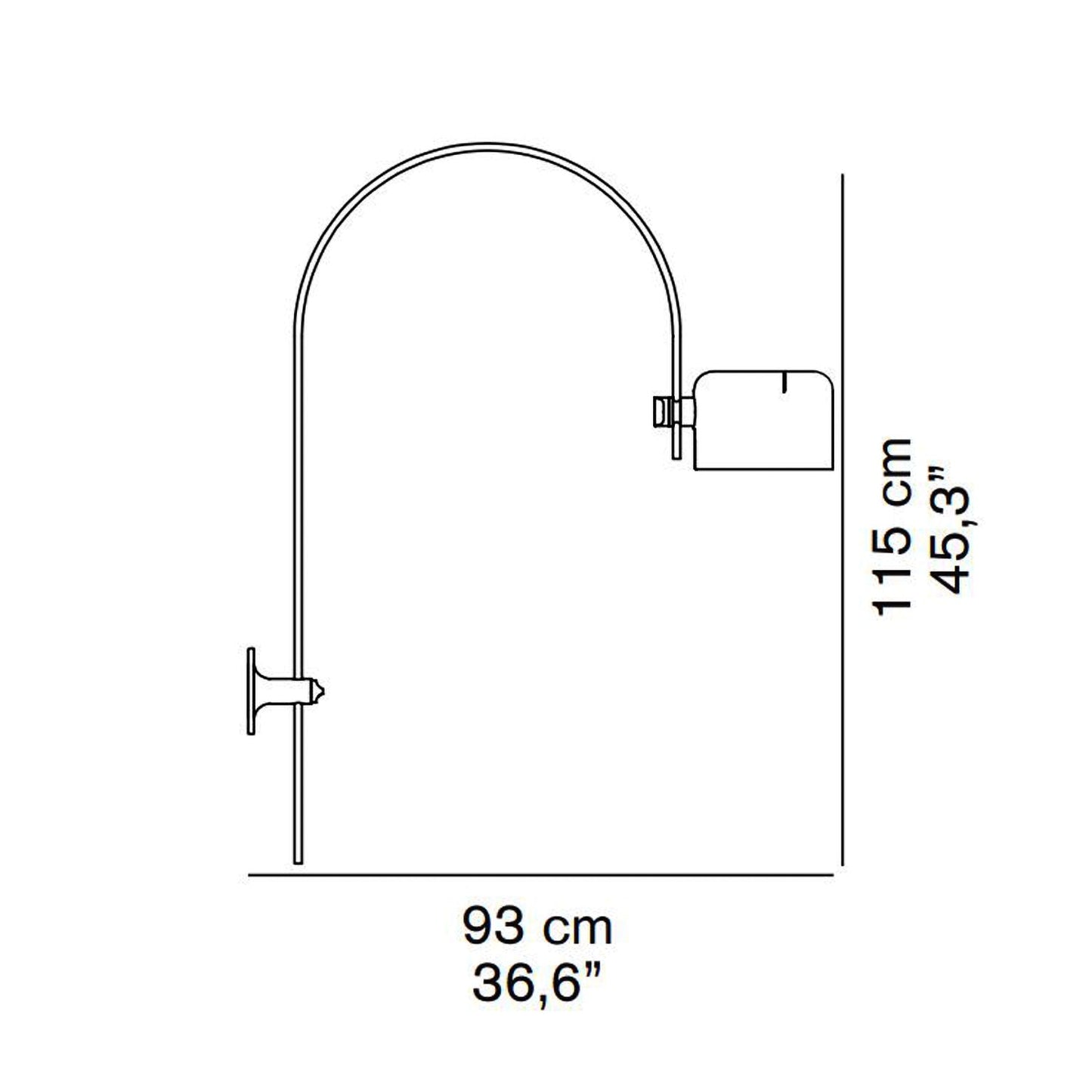 Coupe Wall Light - line drawing.