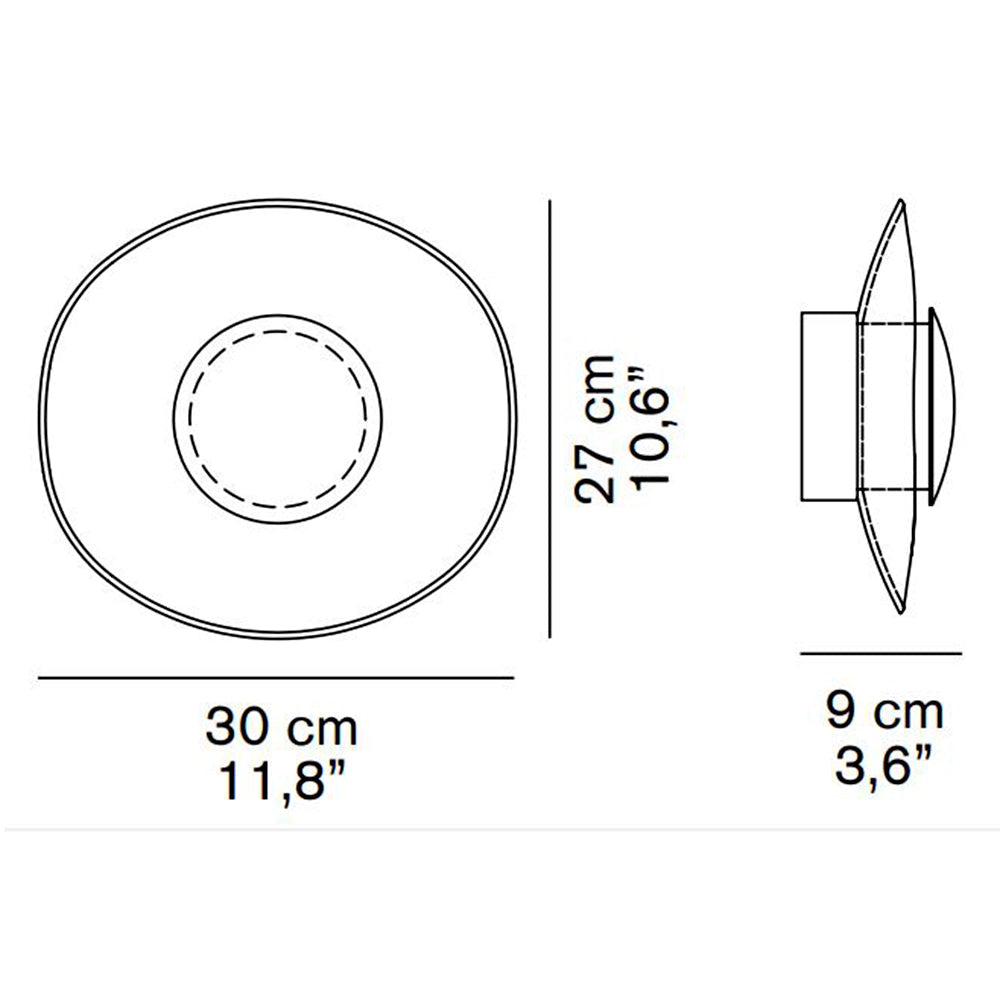 Yolk LED Wall Light - line drawing.
