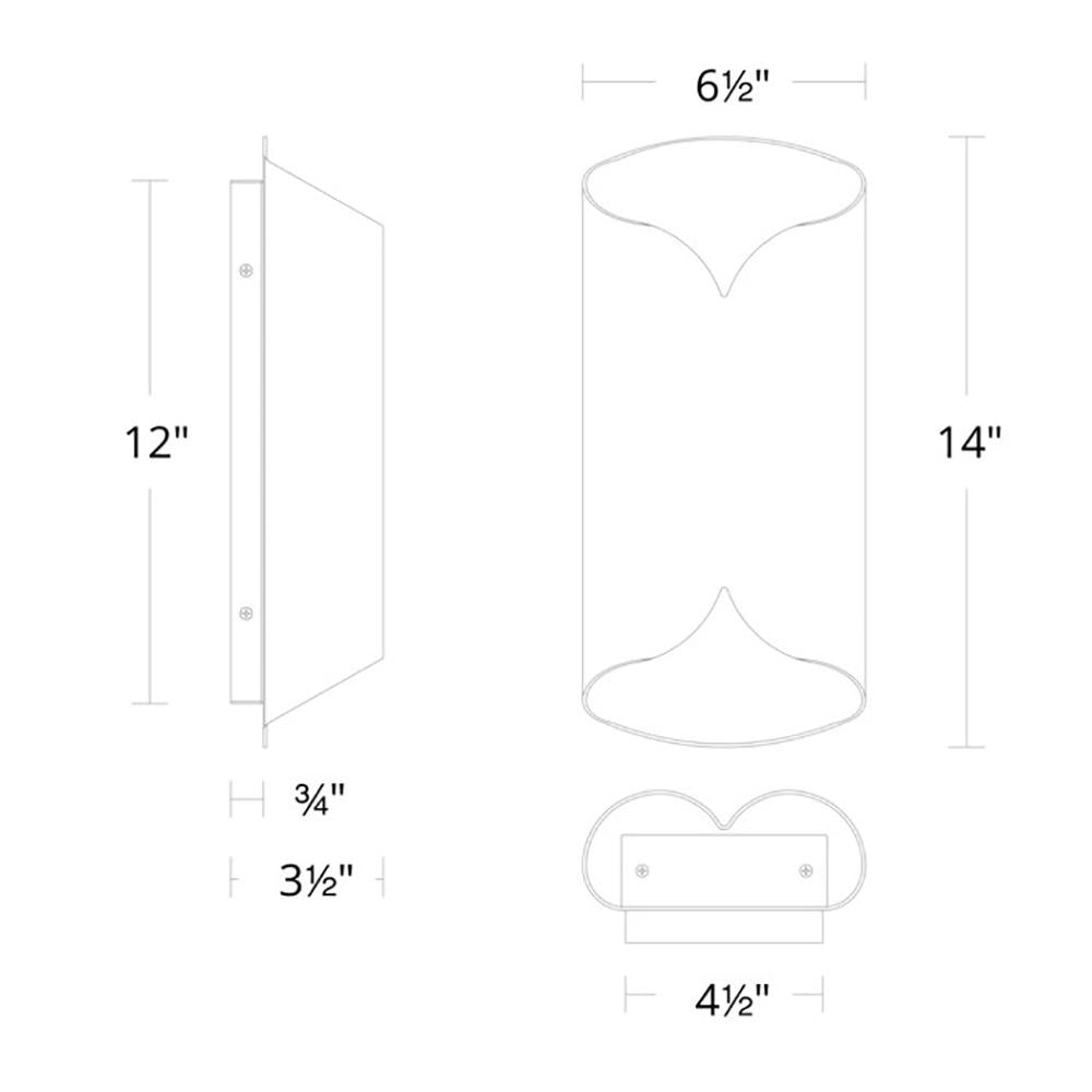 Opus LED Wall Light- line drawing.