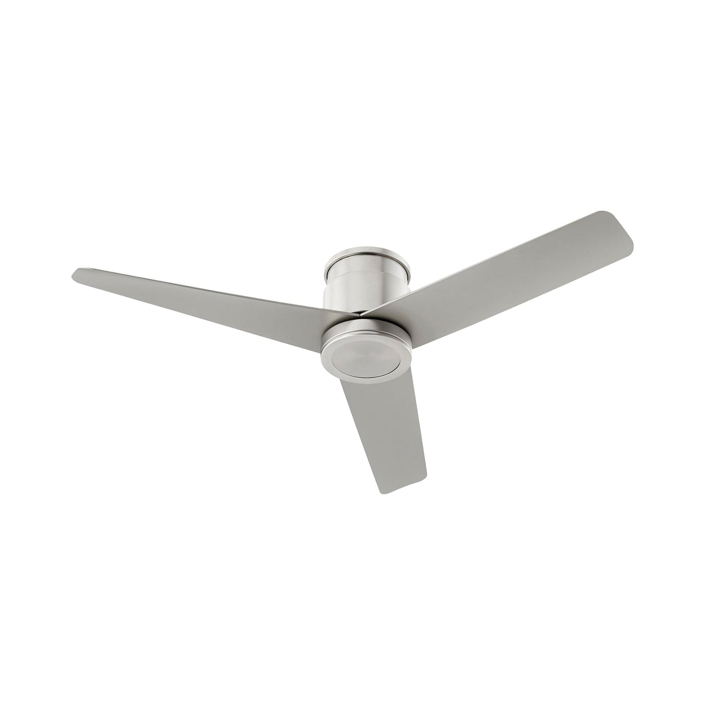 Adora Outdoor Flushmount Ceiling Fan in Satin Nickel.