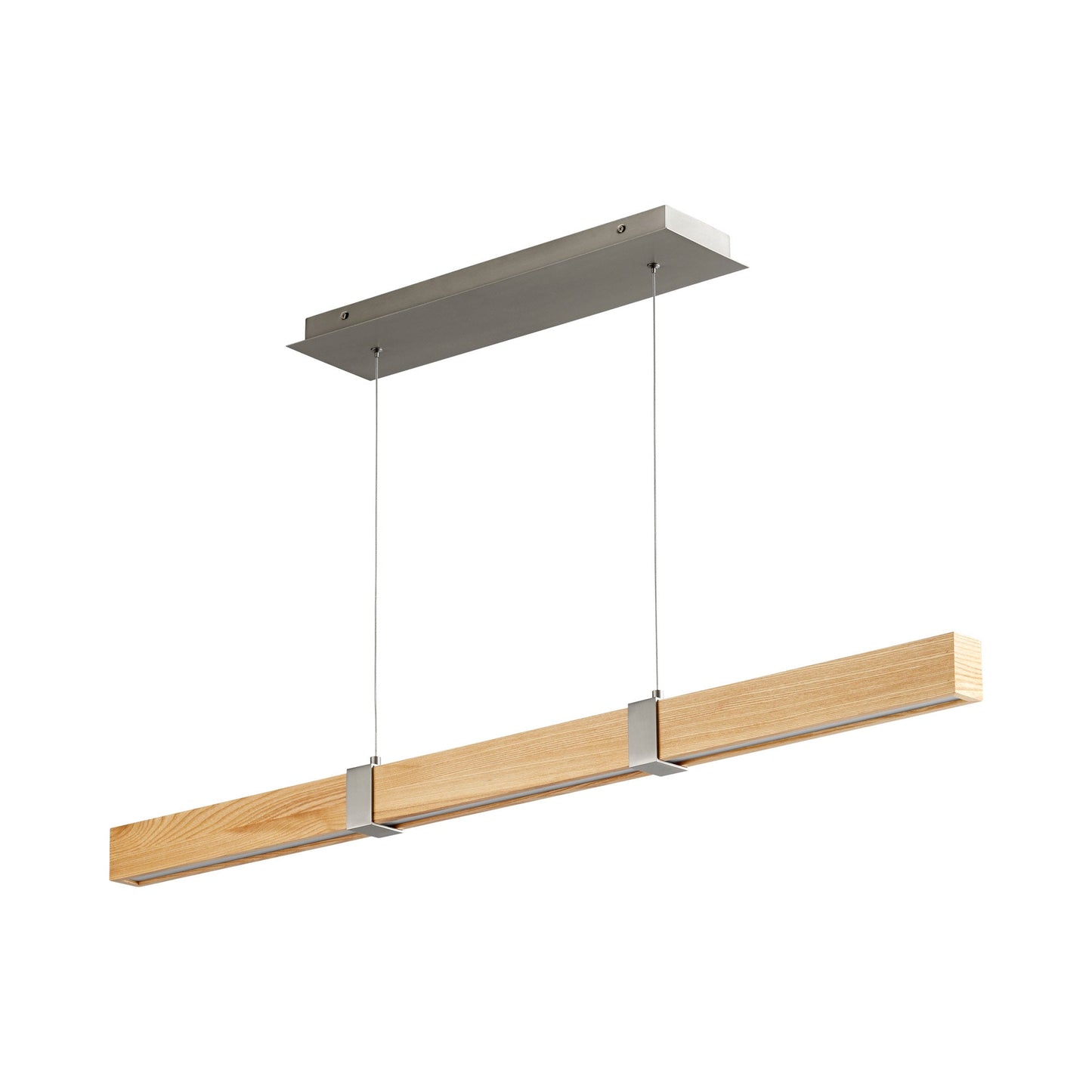 Decca LED Linear Pendant Light in Satin Nickel/White Oak (48-Inch).