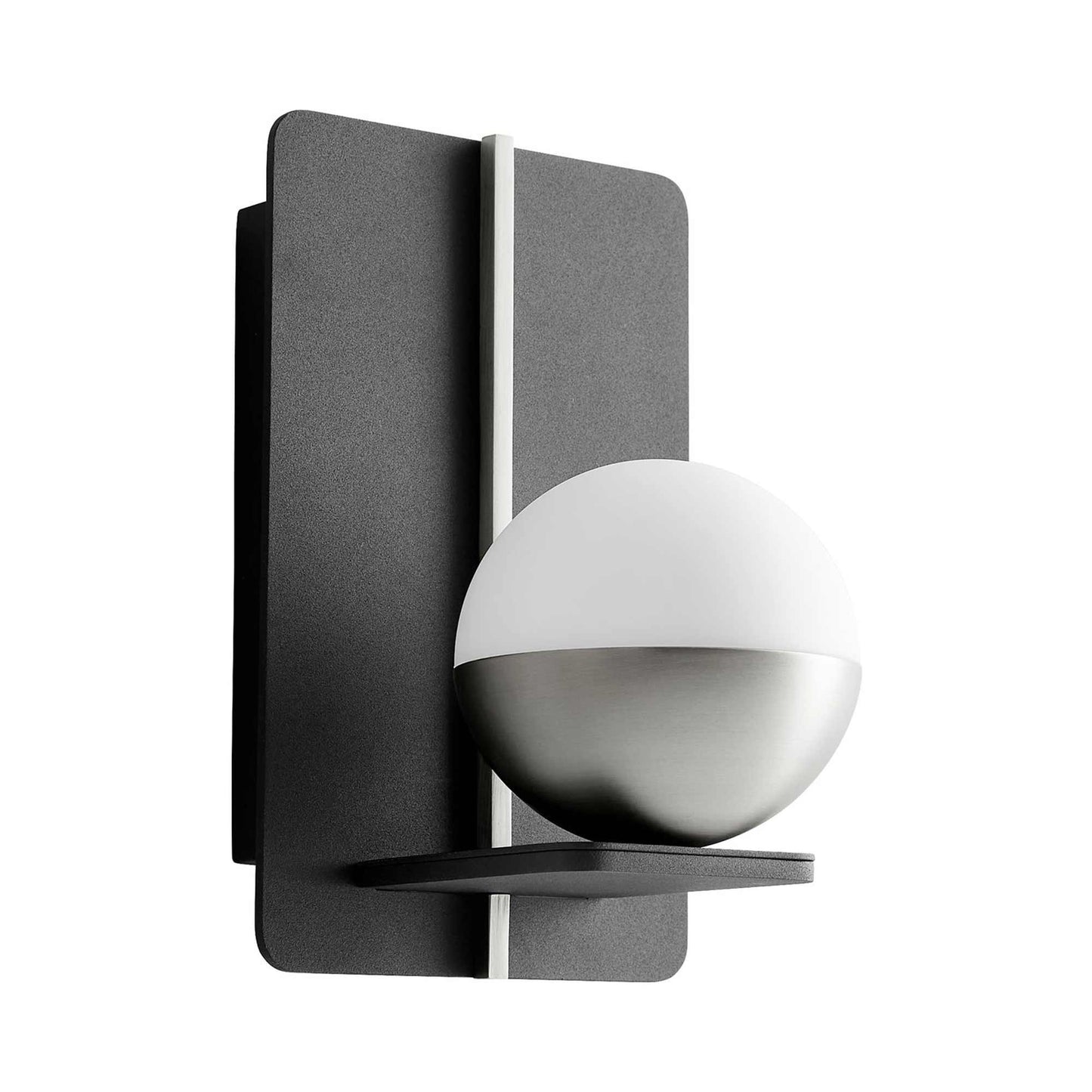 Iota LED Wall Light in Black/Satin Nickel.